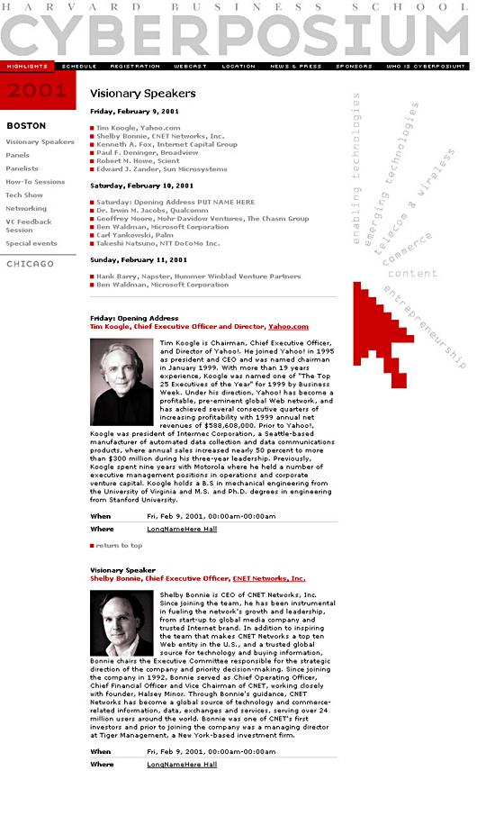 Cyberposium - 2001 Conference Web Site